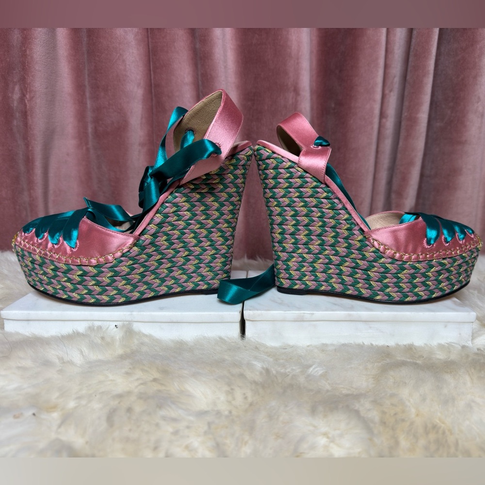 Gucci Satin Ribbon Espradille Wedge size 38 - Picture 9 of 11